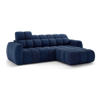 Canapé d’angle électrique FANOTI 3 places bleu foncé – angle droit 