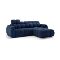Canapé d’angle électrique FANOTI 3 places bleu foncé – angle droit 