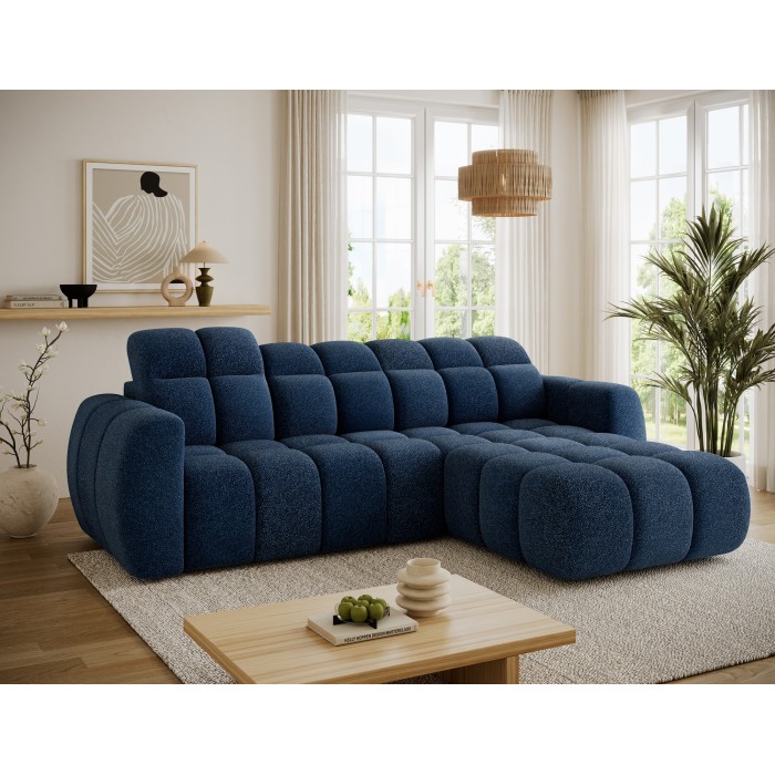 Canapé d’angle électrique FANOTI 3 places bleu foncé – angle droit 