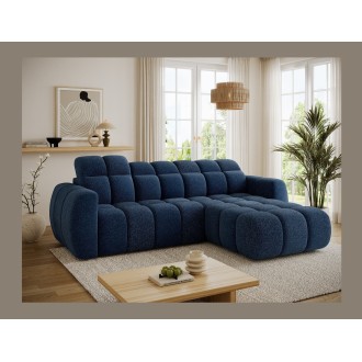 Canapé d’angle électrique FANOTI 3 places bleu foncé – angle droit 