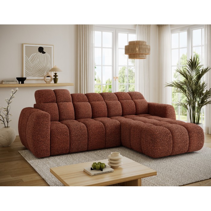 Canapé d’angle électrique FANOTI 3 places rouge chiné – angle droit 