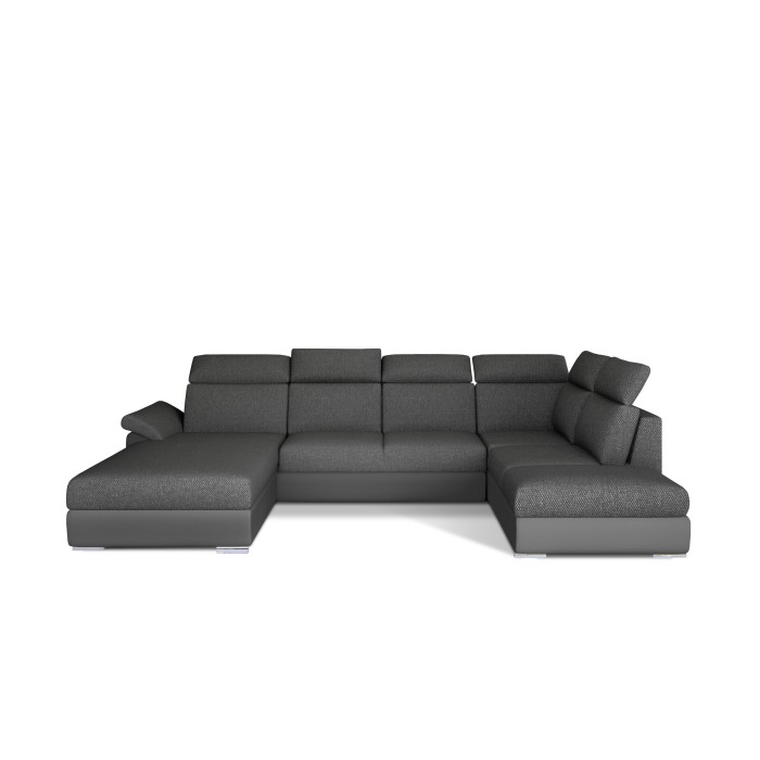 Canapé panoramique convertible MAJESTA 5 places gris foncé – angle gauche 