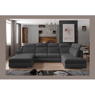 Canapé panoramique convertible MAJESTA 5 places gris foncé – angle gauche 