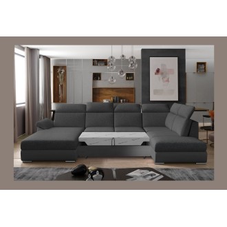 Canapé panoramique convertible MAJESTA 5 places gris foncé – angle gauche 