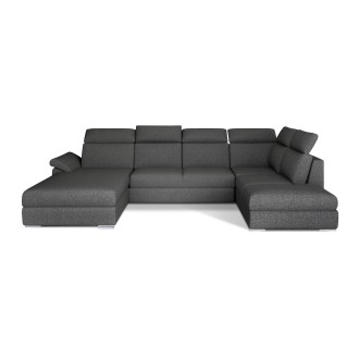 Canapé panoramique convertible MAJESTA 5 places gris foncé – angle gauche – version 2 