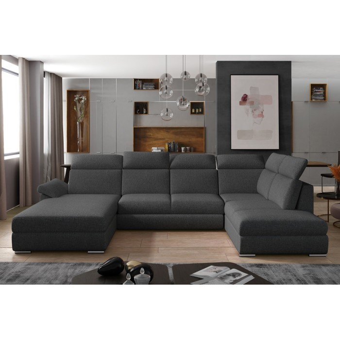Canapé panoramique convertible MAJESTA 5 places gris foncé – angle gauche – version 2 
