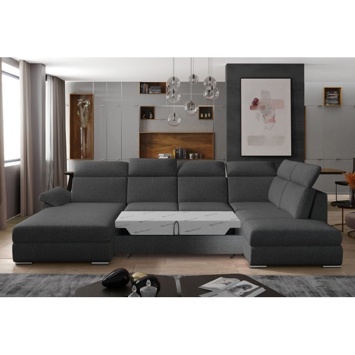 Canapé panoramique convertible MAJESTA 5 places gris foncé – angle gauche – version 2 