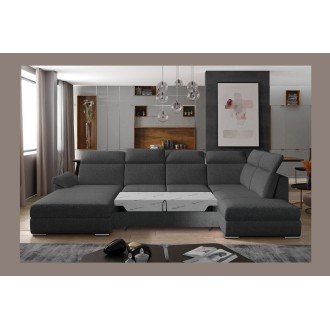 Canapé panoramique convertible MAJESTA 5 places gris foncé – angle gauche – version 2 