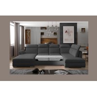 Canapé panoramique convertible MAJESTA 5 places gris foncé – angle gauche – version 2 