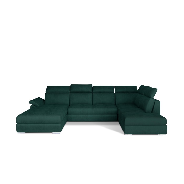 Canapé panoramique convertible MAJESTA 5 places vert foncé – angle gauche 