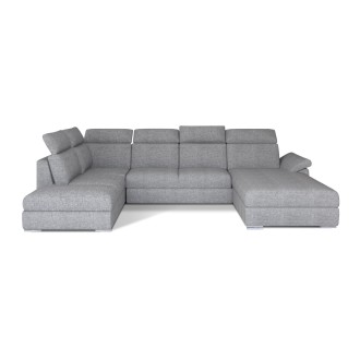 Canapé panoramique convertible MAJESTA 5 places gris chiné – angle droit 