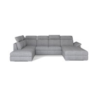 Canapé panoramique convertible MAJESTA 5 places gris chiné – angle droit 