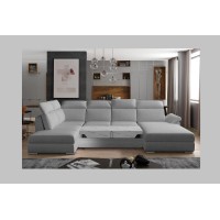 Canapé panoramique convertible MAJESTA 5 places gris chiné – angle droit 