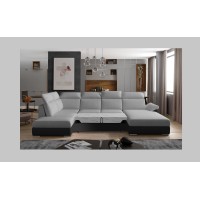 Canapé panoramique convertible MAJESTA 5 places gris et noir – angle droit 