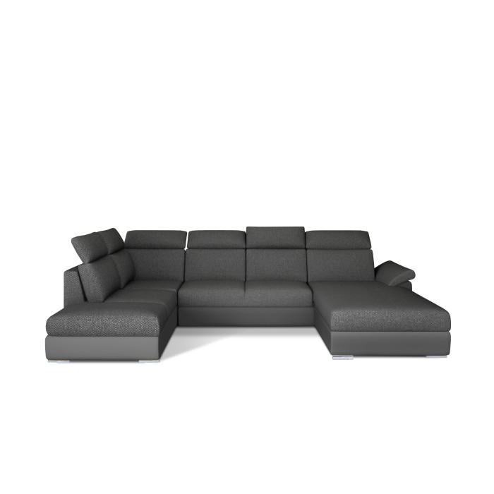 Canapé panoramique convertible MAJESTA 5 places gris foncé – angle droit 