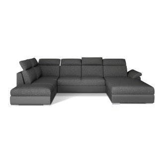 Canapé panoramique convertible MAJESTA 5 places gris foncé – angle droit 