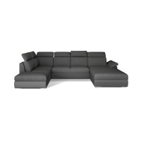Canapé panoramique convertible MAJESTA 5 places gris foncé – angle droit 
