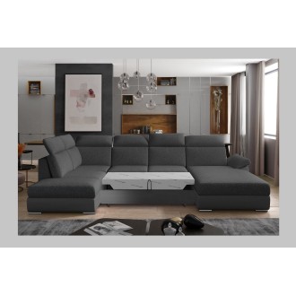 Canapé panoramique convertible MAJESTA 5 places gris foncé – angle droit 