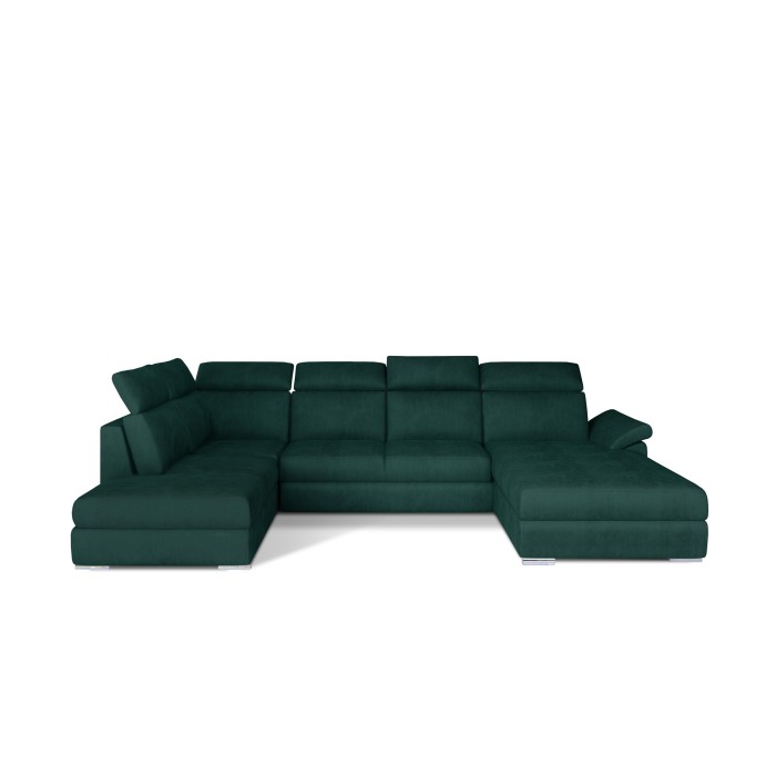 Canapé panoramique convertible MAJESTA 5 places vert foncé – angle droit 