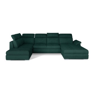 Canapé panoramique convertible MAJESTA 5 places vert foncé – angle droit 