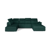 Canapé panoramique convertible MAJESTA 5 places vert foncé – angle droit 