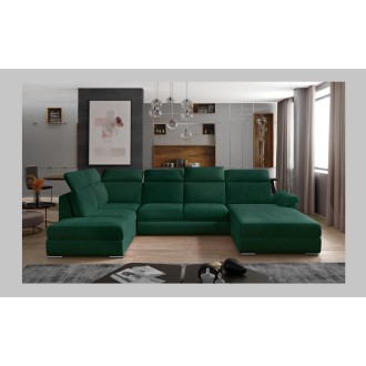 Canapé panoramique convertible MAJESTA 5 places vert foncé – angle droit 