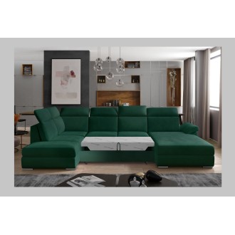 Canapé panoramique convertible MAJESTA 5 places vert foncé – angle droit 