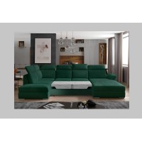 Canapé panoramique convertible MAJESTA 5 places vert foncé – angle droit 