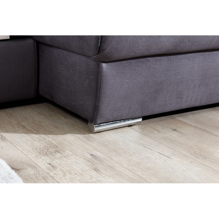 Canapé panoramique convertible MAJESTA 5 places gris – angle gauche avec coffre 