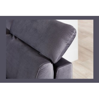 Canapé panoramique convertible MAJESTA 5 places gris – angle gauche avec coffre 