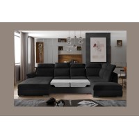 Canapé panoramique convertible MAJESTA 5 places noir – angle droit avec coffre 