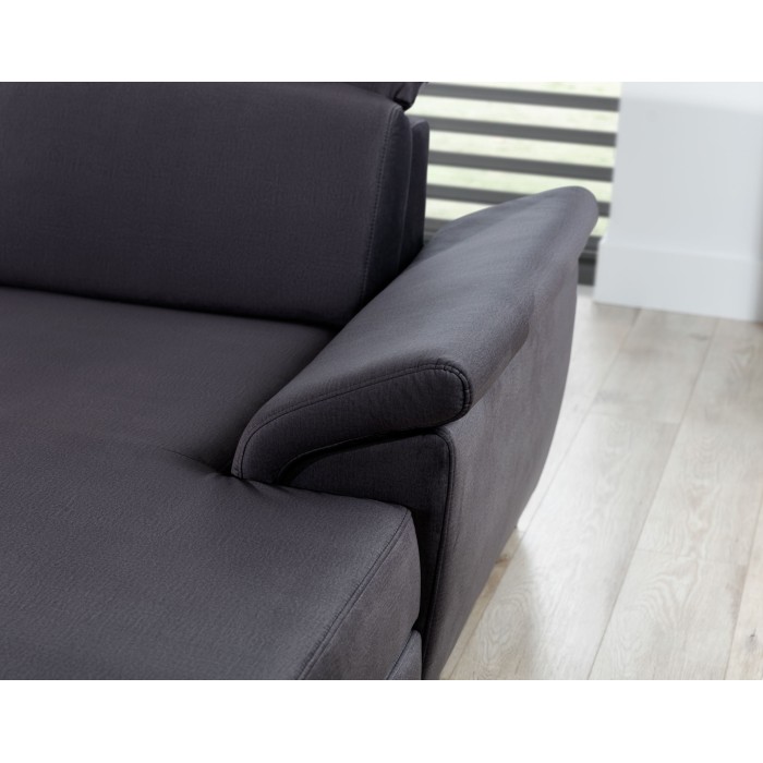 Canapé panoramique convertible MAJESTA 5 places gris – angle droit avec coffre – version 2 