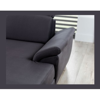 Canapé panoramique convertible MAJESTA 5 places gris – angle droit avec coffre – version 2 