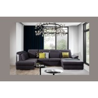 Canapé panoramique convertible MAJESTA 5 places gris – angle droit avec coffre – version 2 