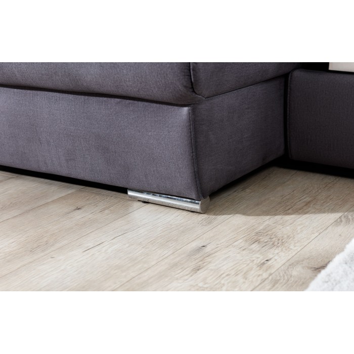 Canapé panoramique convertible MAJESTA 5 places gris – angle droit avec coffre – version 2 