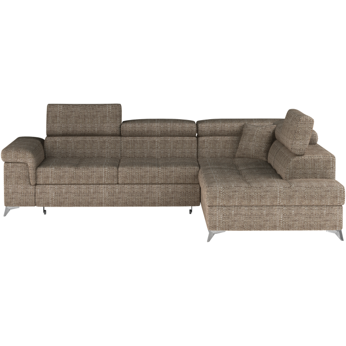 Canapé d’angle convertible PALAZZO 4 places beige – angle droit avec 1 coussin 