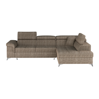 Canapé d’angle convertible PALAZZO 4 places beige – angle droit avec 1 coussin 
