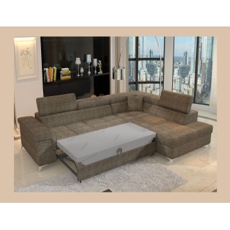 Canapé d’angle convertible PALAZZO 4 places beige – angle droit avec 1 coussin 