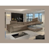 Canapé d’angle convertible PALAZZO 4 places beige – angle droit avec 1 coussin 