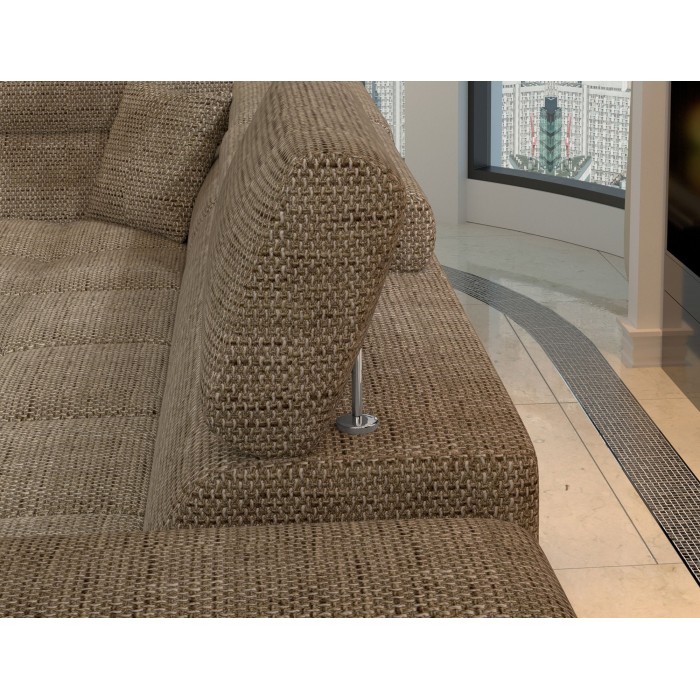 Canapé d’angle convertible PALAZZO 4 places beige – angle droit avec 1 coussin 