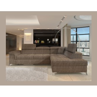Canapé d’angle convertible PALAZZO 4 places beige – angle droit avec 1 coussin 