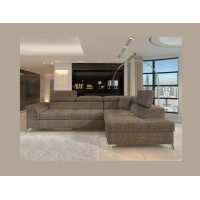 Canapé d’angle convertible PALAZZO 4 places beige – angle droit avec 1 coussin 