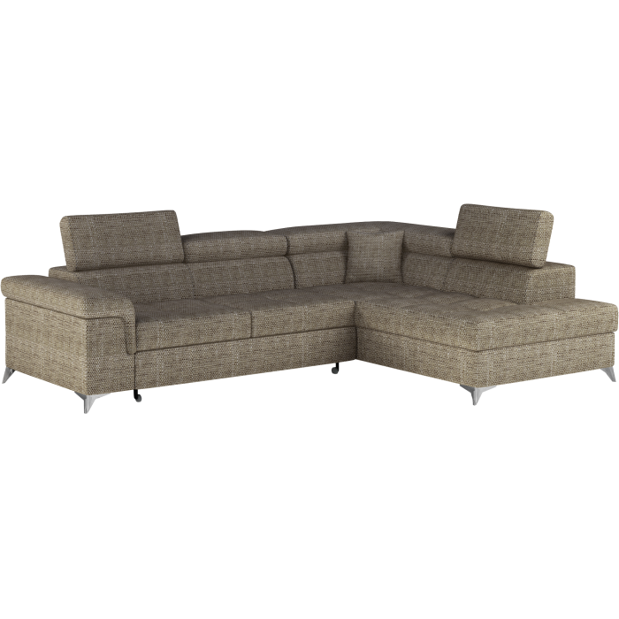 Canapé d’angle convertible PALAZZO 4 places beige – angle droit avec 1 coussin 