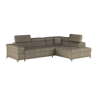 Canapé d’angle convertible PALAZZO 4 places beige – angle droit avec 1 coussin 