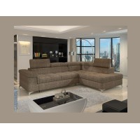 Canapé d’angle convertible PALAZZO 4 places beige – angle droit avec 1 coussin 
