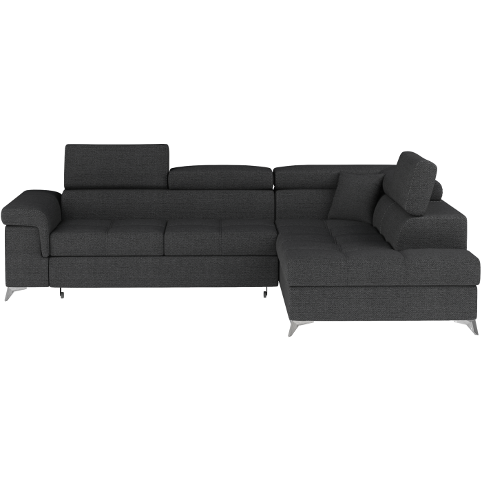 Canapé d’angle convertible PALAZZO 4 places gris foncé – angle droit avec 1 coussin 
