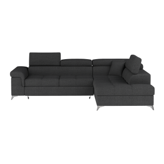 Canapé d’angle convertible PALAZZO 4 places gris foncé – angle droit avec 1 coussin 
