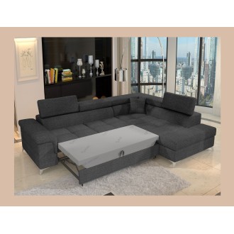 Canapé d’angle convertible PALAZZO 4 places gris foncé – angle droit avec 1 coussin 