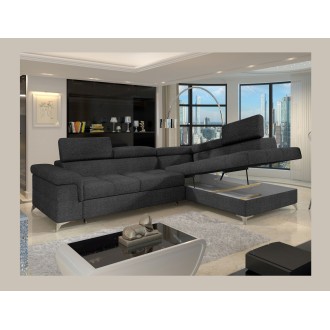 Canapé d’angle convertible PALAZZO 4 places gris foncé – angle droit avec 1 coussin 