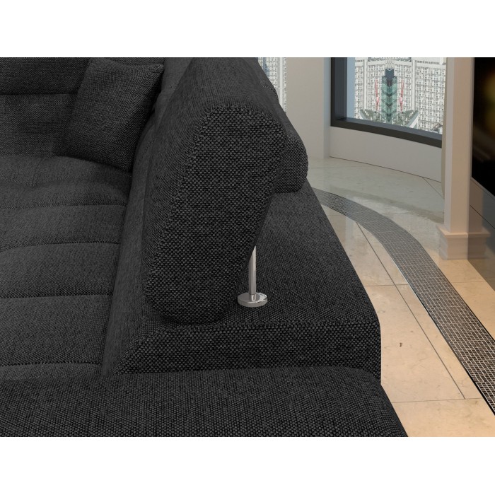 Canapé d’angle convertible PALAZZO 4 places gris foncé – angle droit avec 1 coussin 